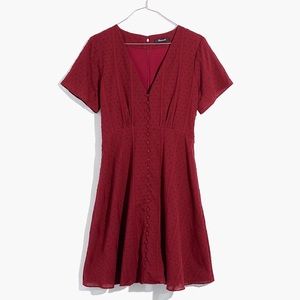 Madewell Button-Front Swing Dress in Swiss Dot